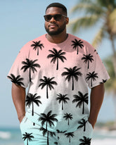 Men's Plus Size Red Blue Coconut Gradient Print Round Neck Short Sleeve T-shirt Shorts Suit